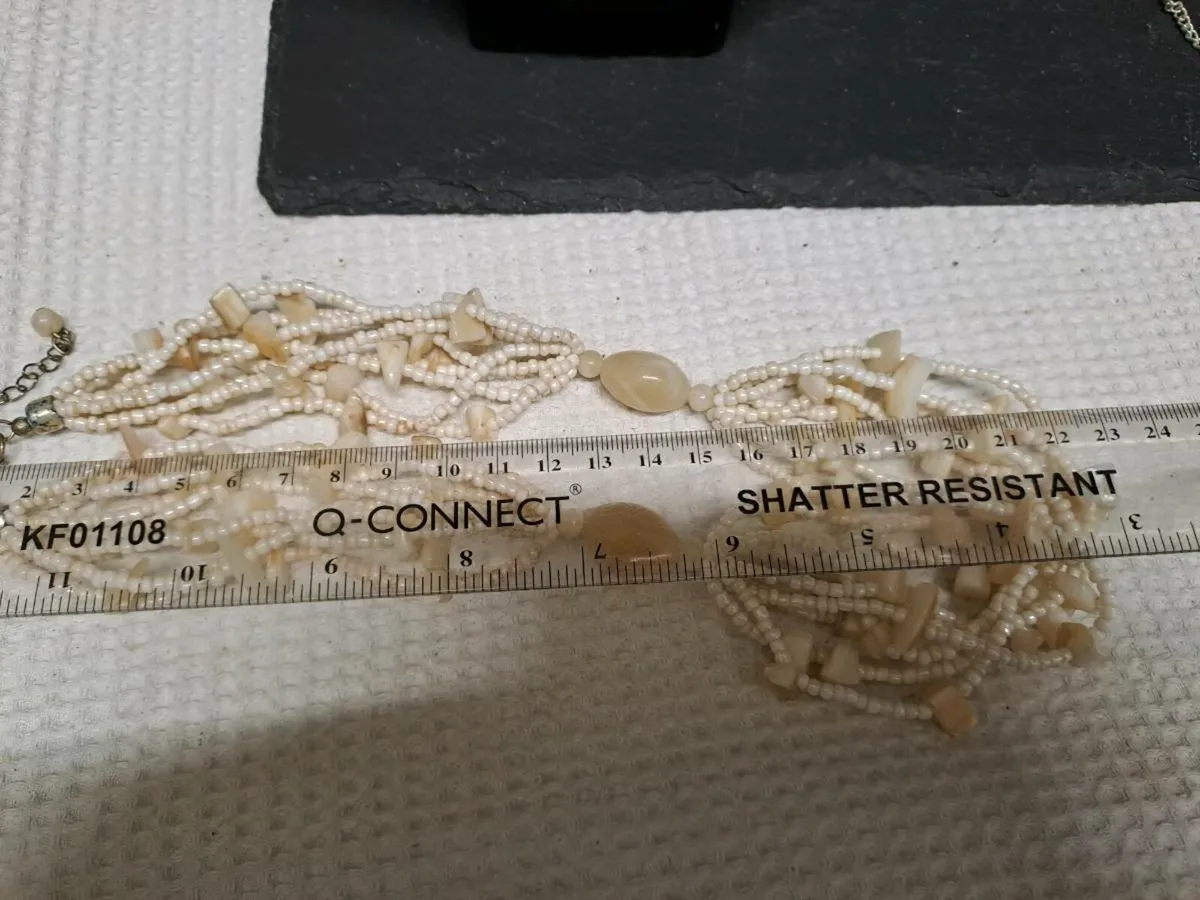 Cream Multi-Strand Beaded Necklace - Image 4