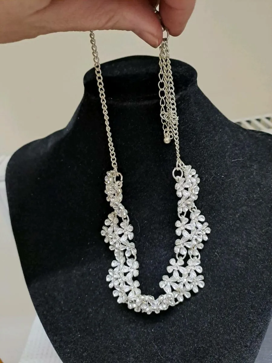 Silver Floral Necklace - Image 4
