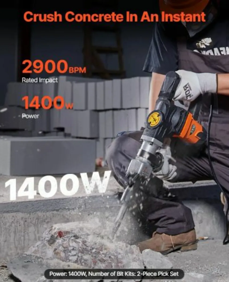 Demolition Jack Hammer Concrete Breaker 1400W - Image 2