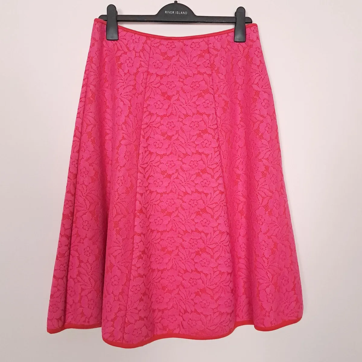Savida Pink Floral Lace A-Line Skirt 12-14UK - Image 1