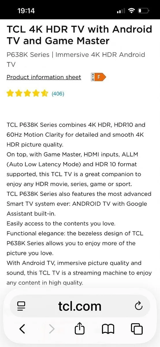 TCL TELEVISION 65" P638K Brand new in box - Image 1