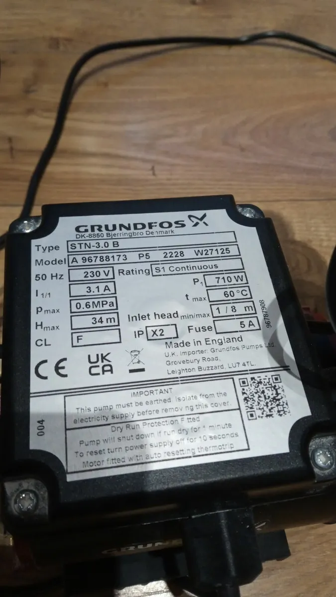 Grundfos STN 3.0 B Twin Ended Shower Pump - Image 3