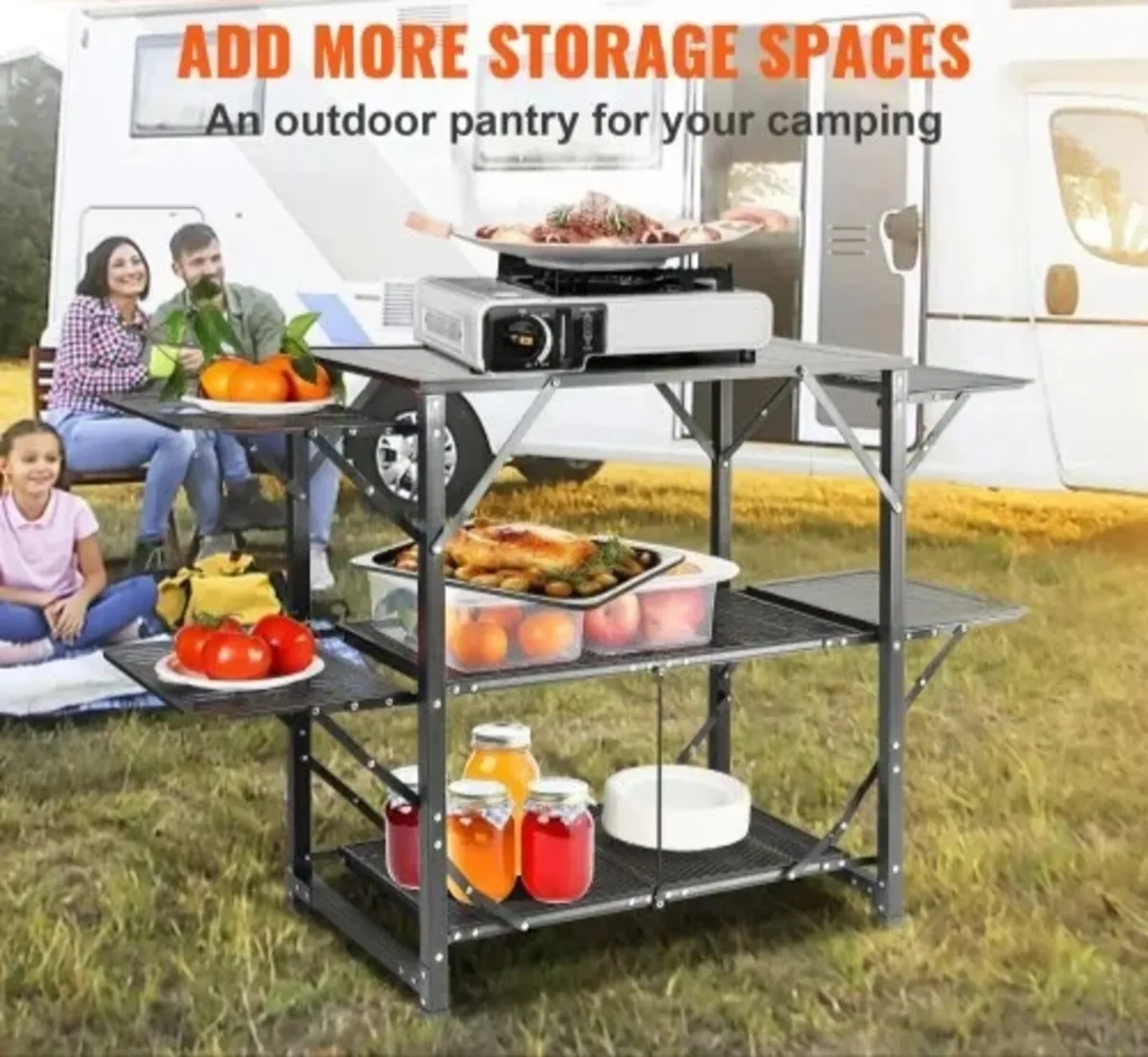 Camping Kitchen Table, One-piece Folding Portable - Image 2