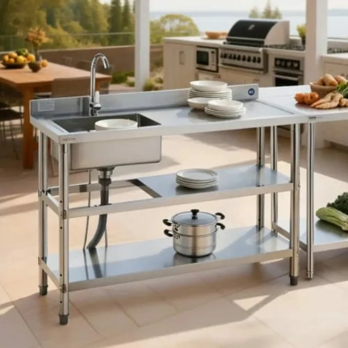 Stainless Steel Utility Sink, Free Standing Single - Image 2