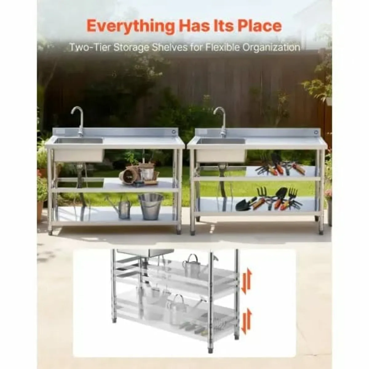 Stainless Steel Utility Sink, Free Standing Single - Image 4