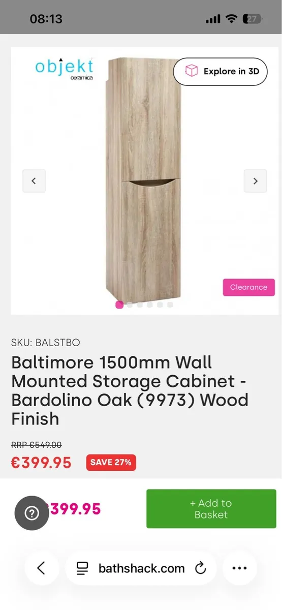Wall hung tall chestnut storage unit for Sale - Image 1