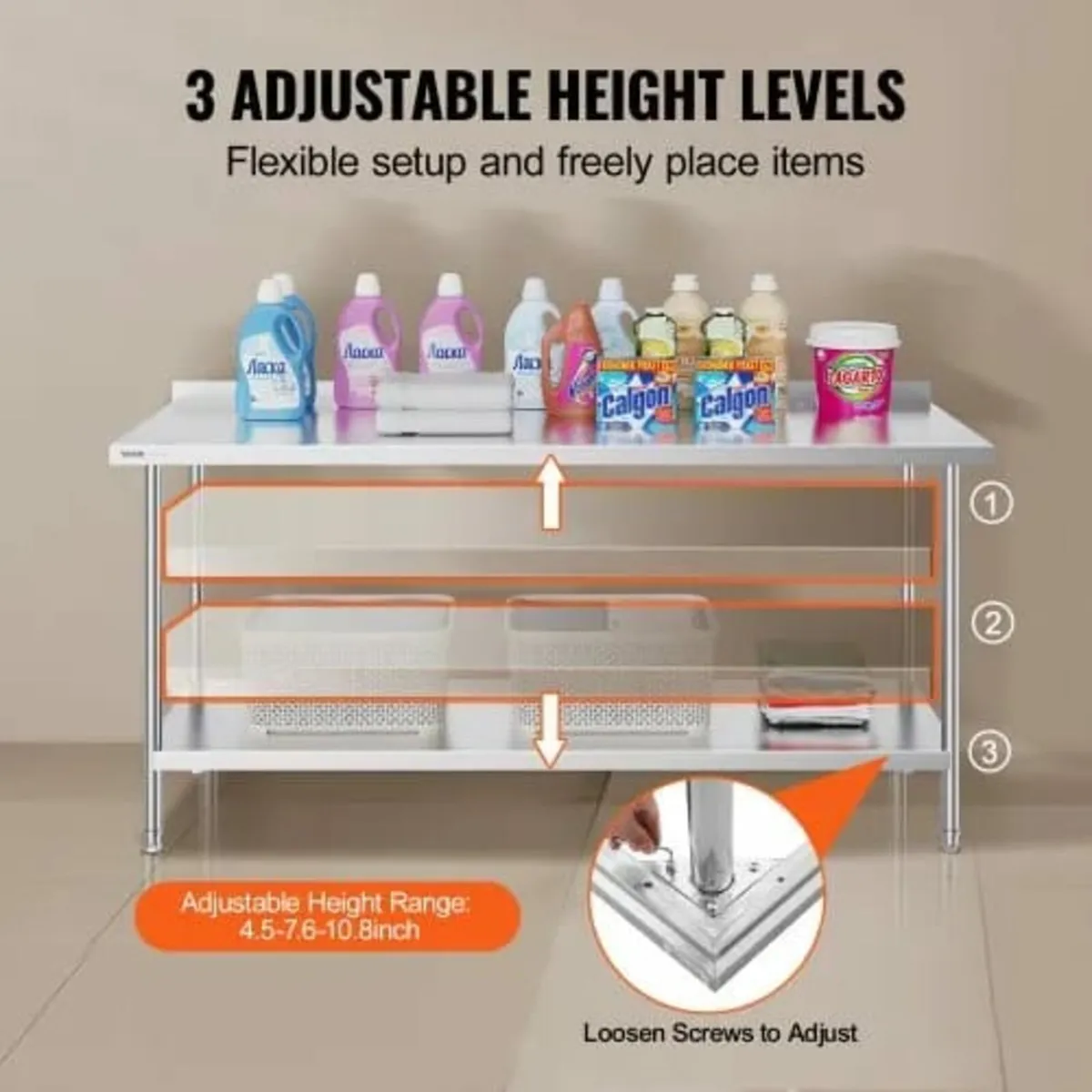 24 x 60 x 36 Inch Stainless Steel Work Table, Comm - Image 4