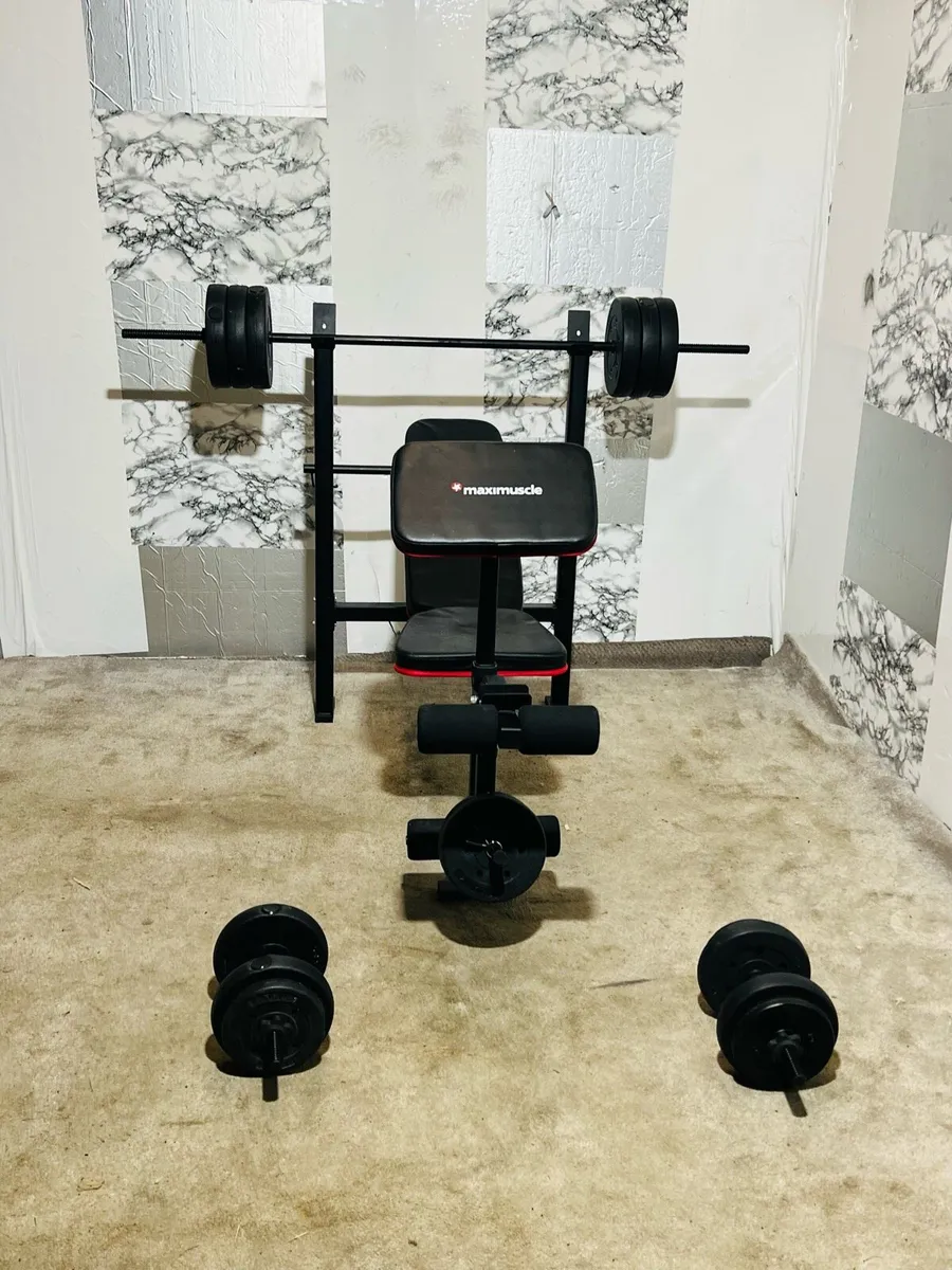 50KG BARBELL DUMBBELL SET WITH WEIGHTS BENCH - Image 3