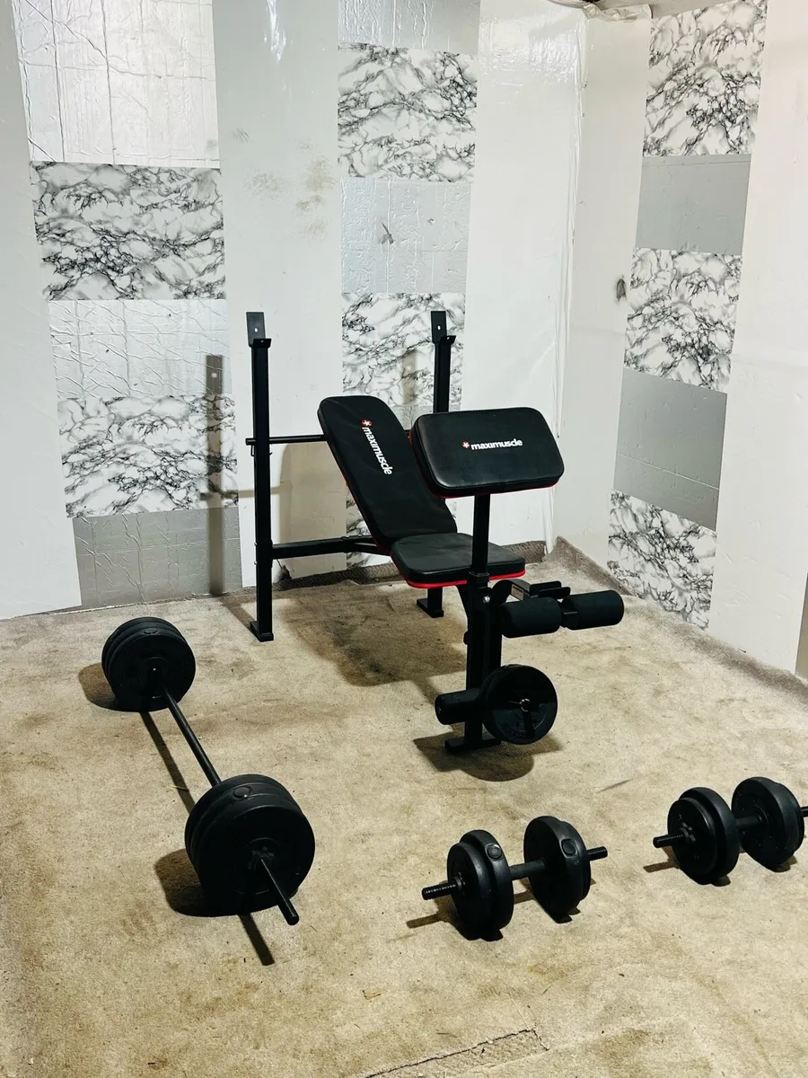 50KG BARBELL DUMBBELL SET WITH WEIGHTS BENCH - Image 4