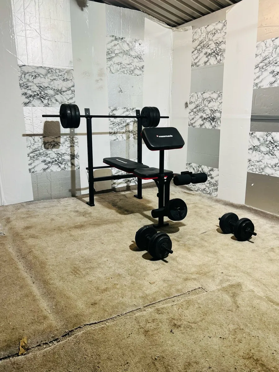50KG BARBELL DUMBBELL SET WITH WEIGHTS BENCH - Image 2