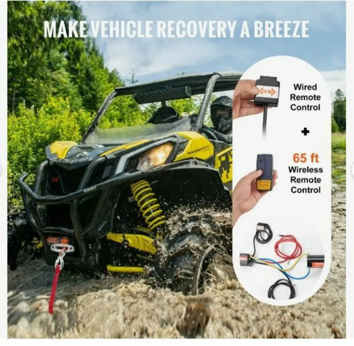 Electric Winch ATV UTV 2041.2 kg - Image 2