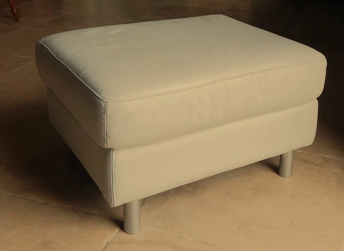 Large Leather Pouffe Stool - Image 1