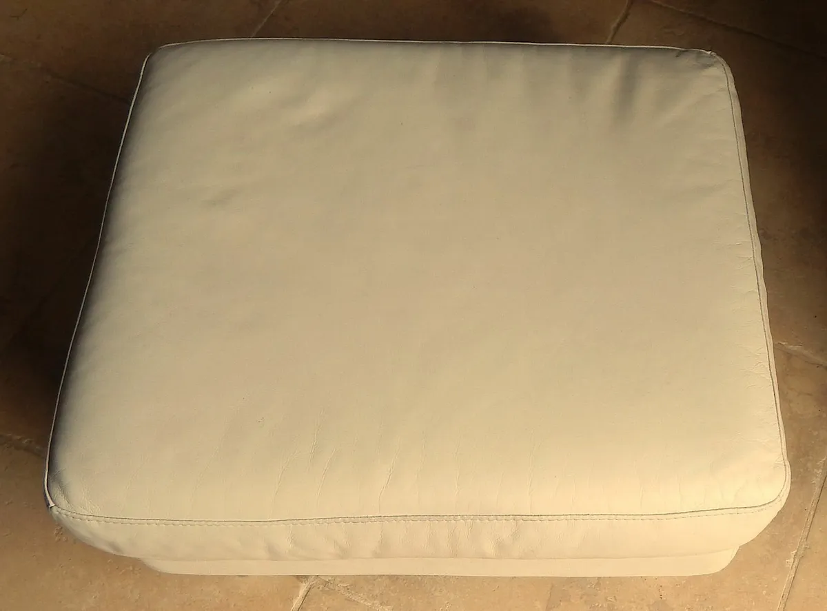 Large Leather Pouffe Stool - Image 3