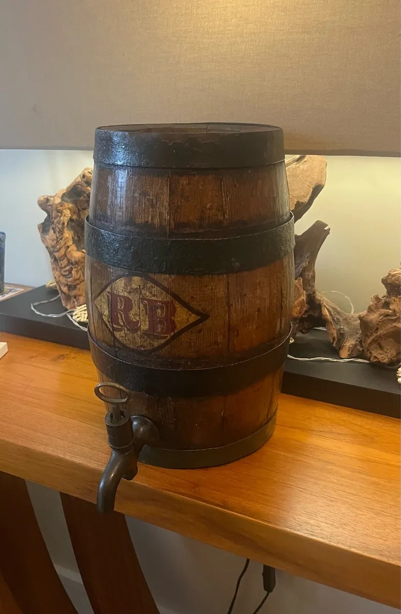 Antique “RB” Coopered Oak Beer Cask - Image 2