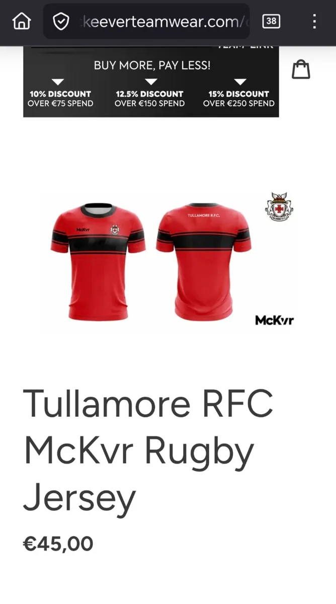 Tullamore RFC kids Jersey 25/26 Age 9-10 - Image 1