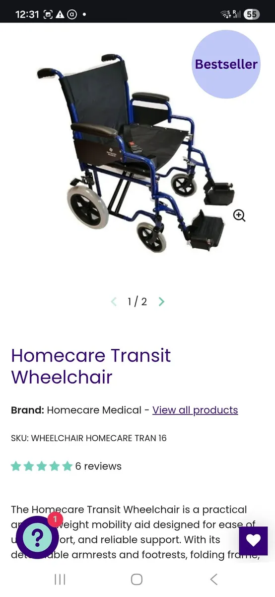 Homecare Medical Wheelchair RRP €230 - Image 1