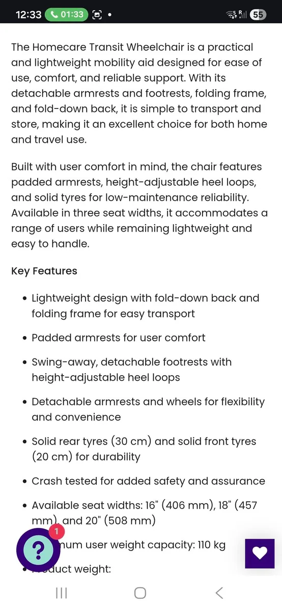 Homecare Medical Wheelchair RRP €230 - Image 2