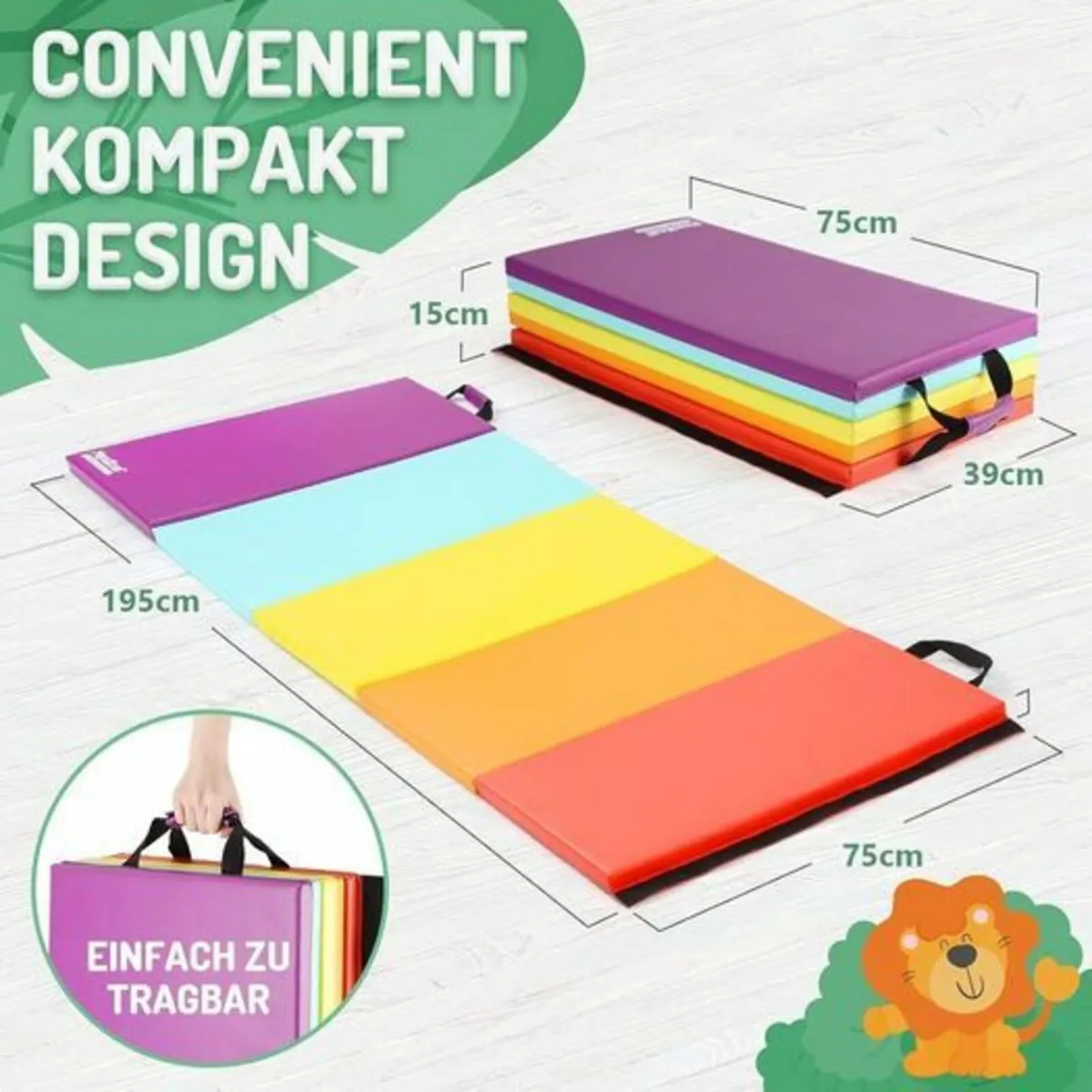 Kids Adjustable Gymnastics Bar with Safety Mat - Image 2