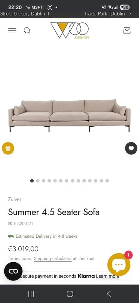 Woo Design 4.5 seater Zuiver Summer Sofa plus Hocker - Image 1