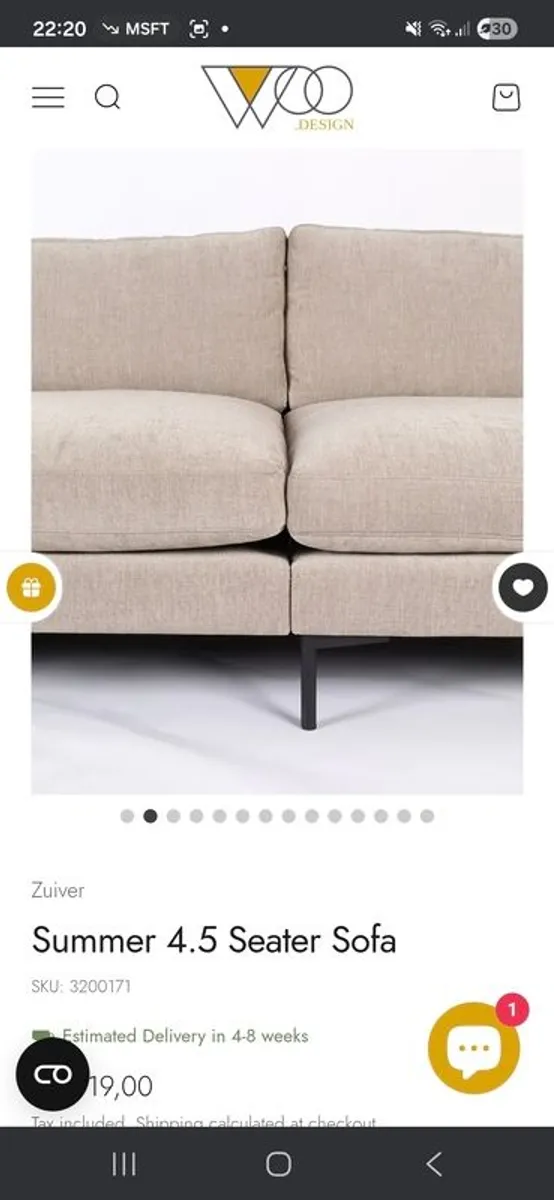 Woo Design 4.5 seater Zuiver Summer Sofa plus Hocker - Image 2