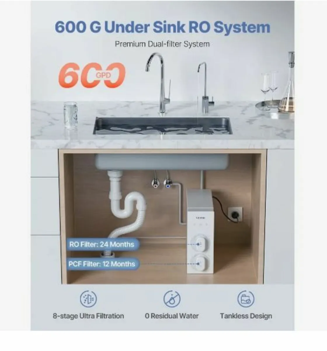 Reverse Osmosis System, 600 GPD 8-stage - Image 2