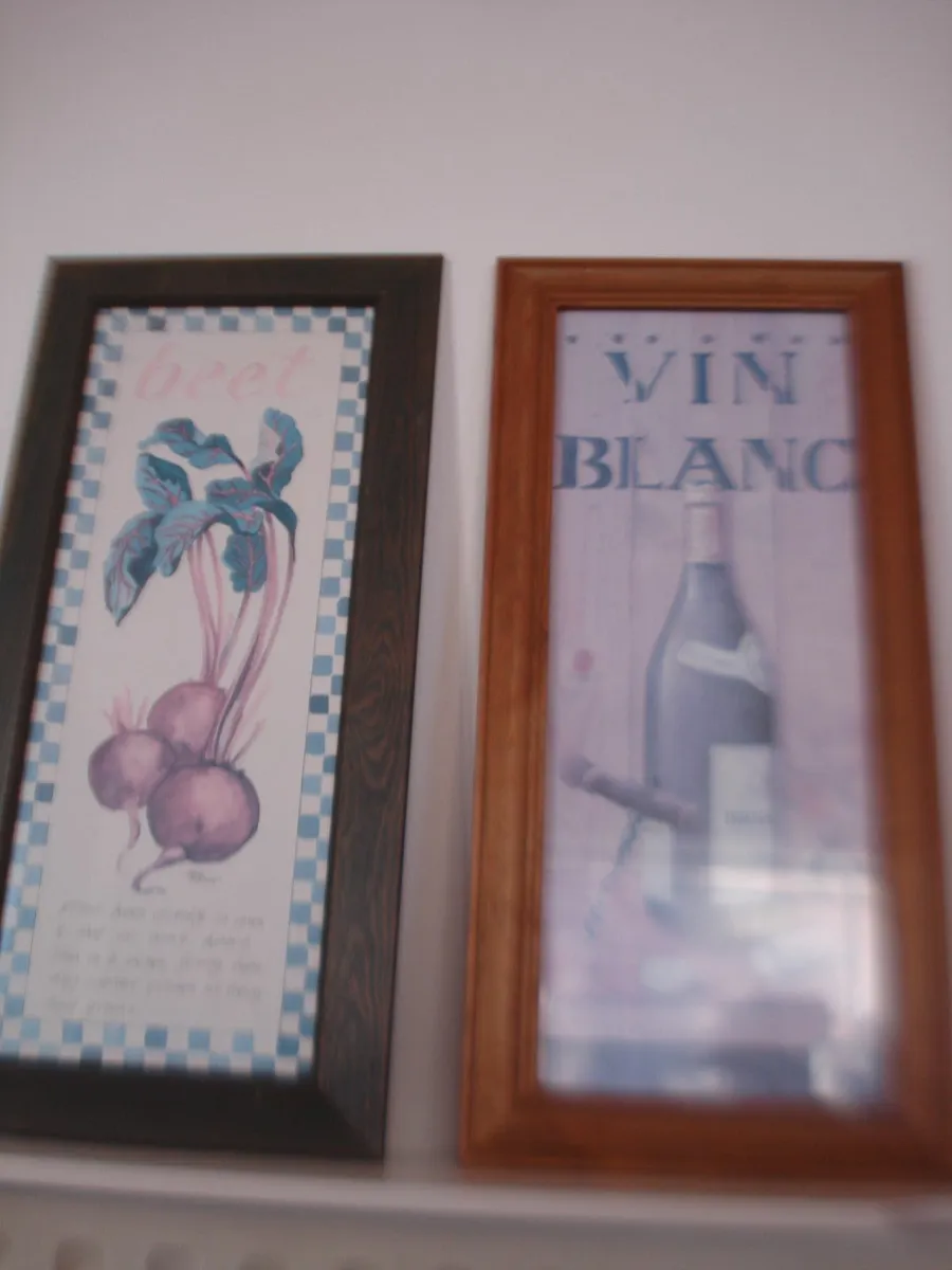 GLASS FRAMED PRINTS  OF VIN BLANC & BEET. - Image 1