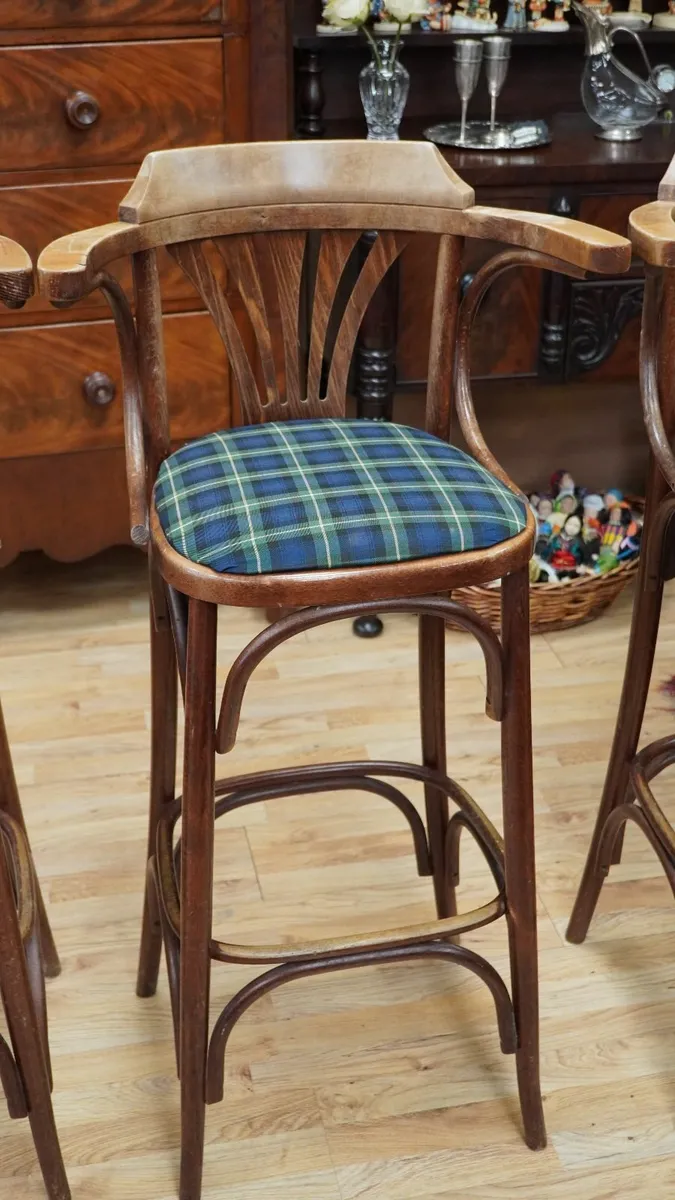 Set of 3 Vintage Bentwood Bar Stools - Image 4