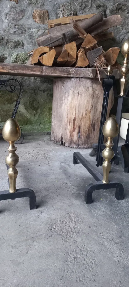 French fire dogs and fire set - Image 2