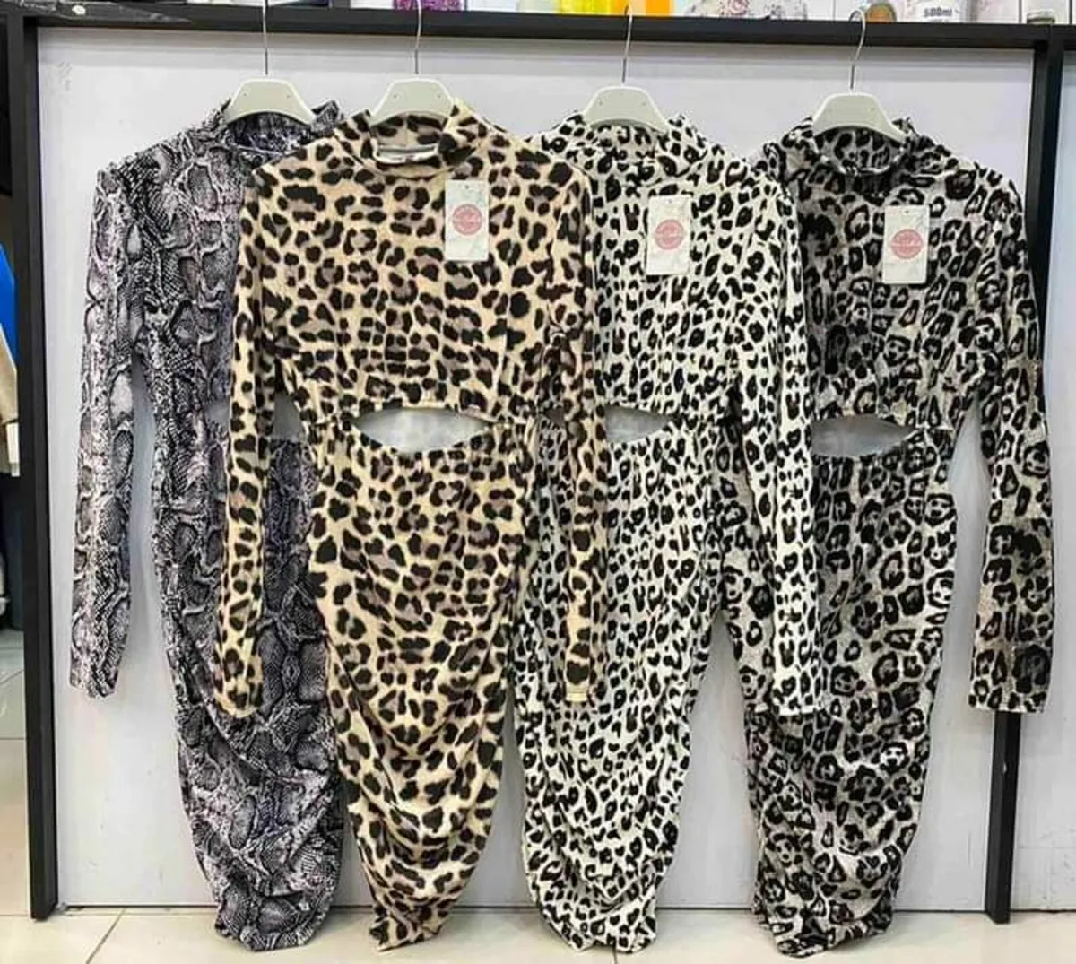 Velvet Snakeskin Print Mock Neck Dress - Image 3