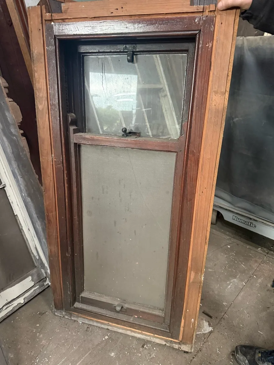 Three small Masonic Hall pitch pine  sash windows. - Image 1