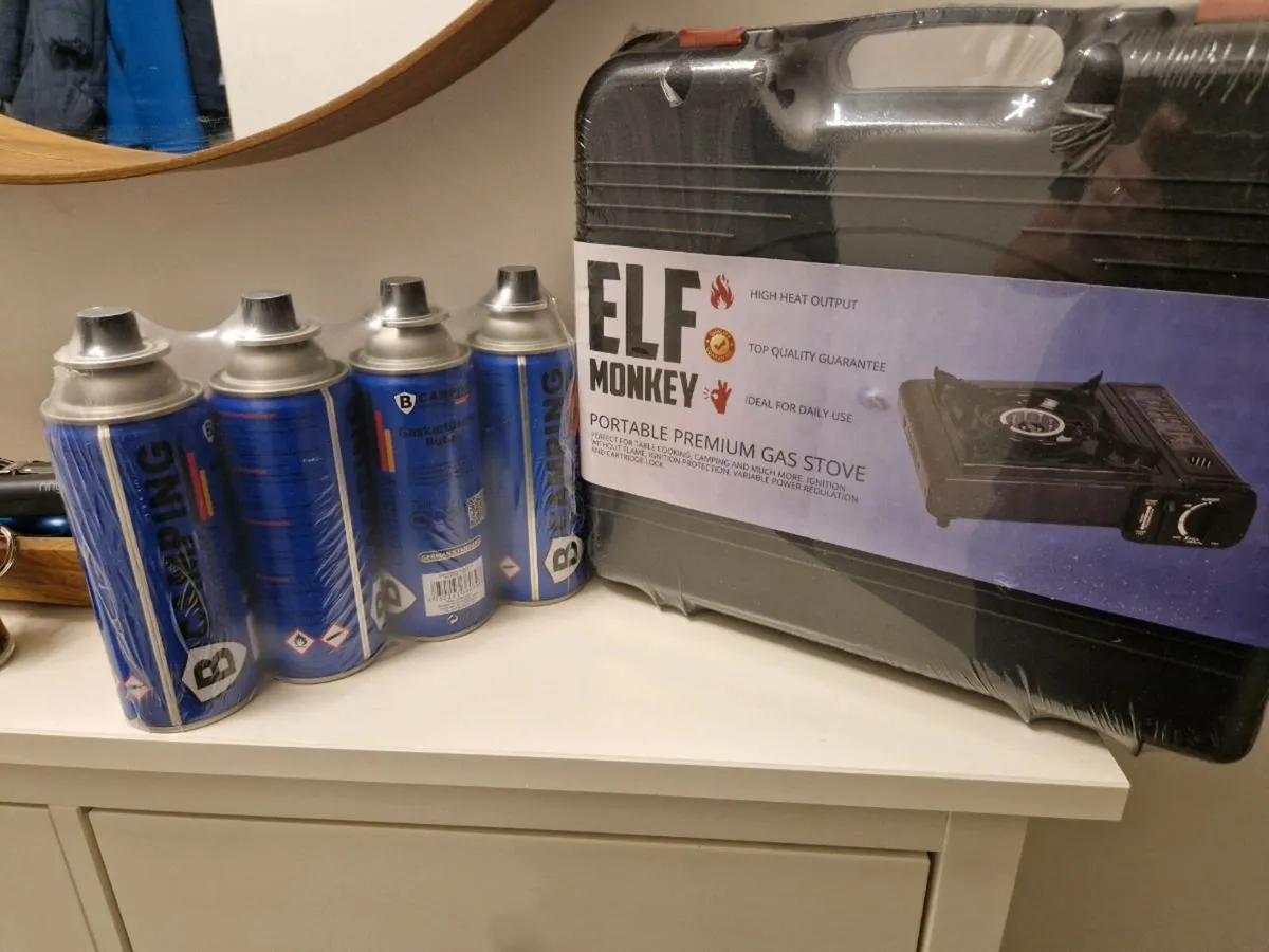 Unused Camping Stove with canisters - Image 1