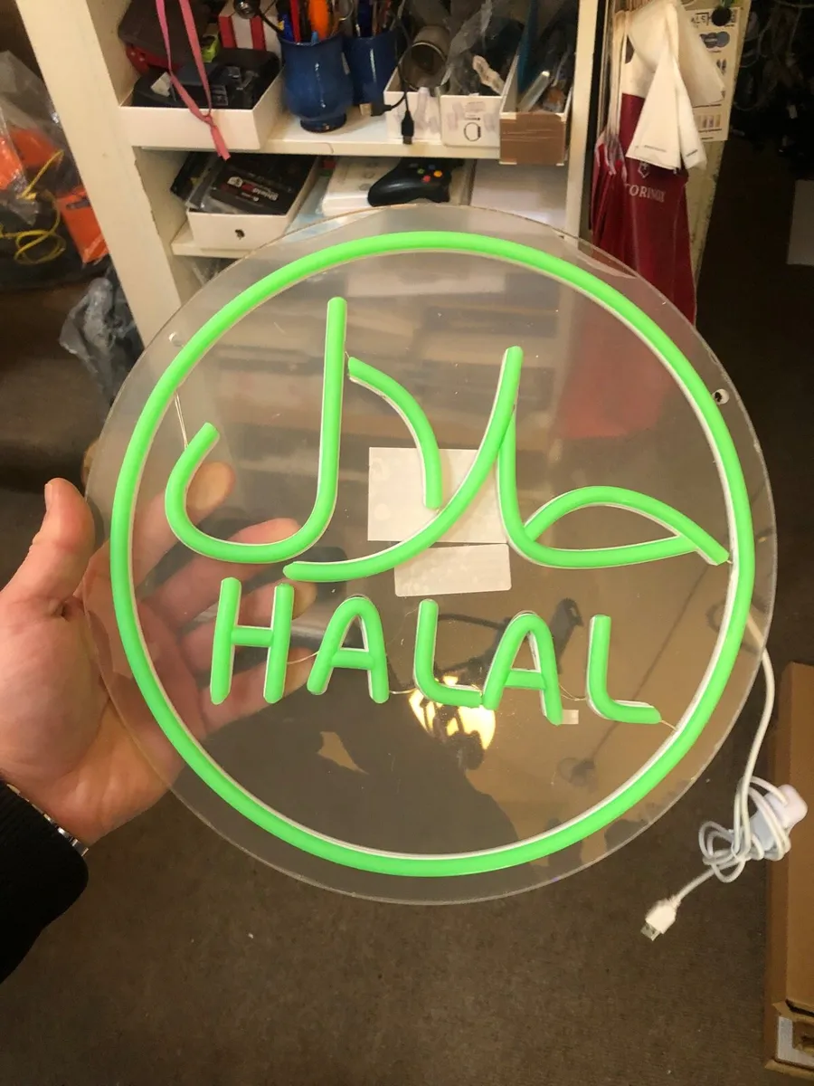 HALAL Neon Light Sign Take Away Foods Meats Shop - Image 3