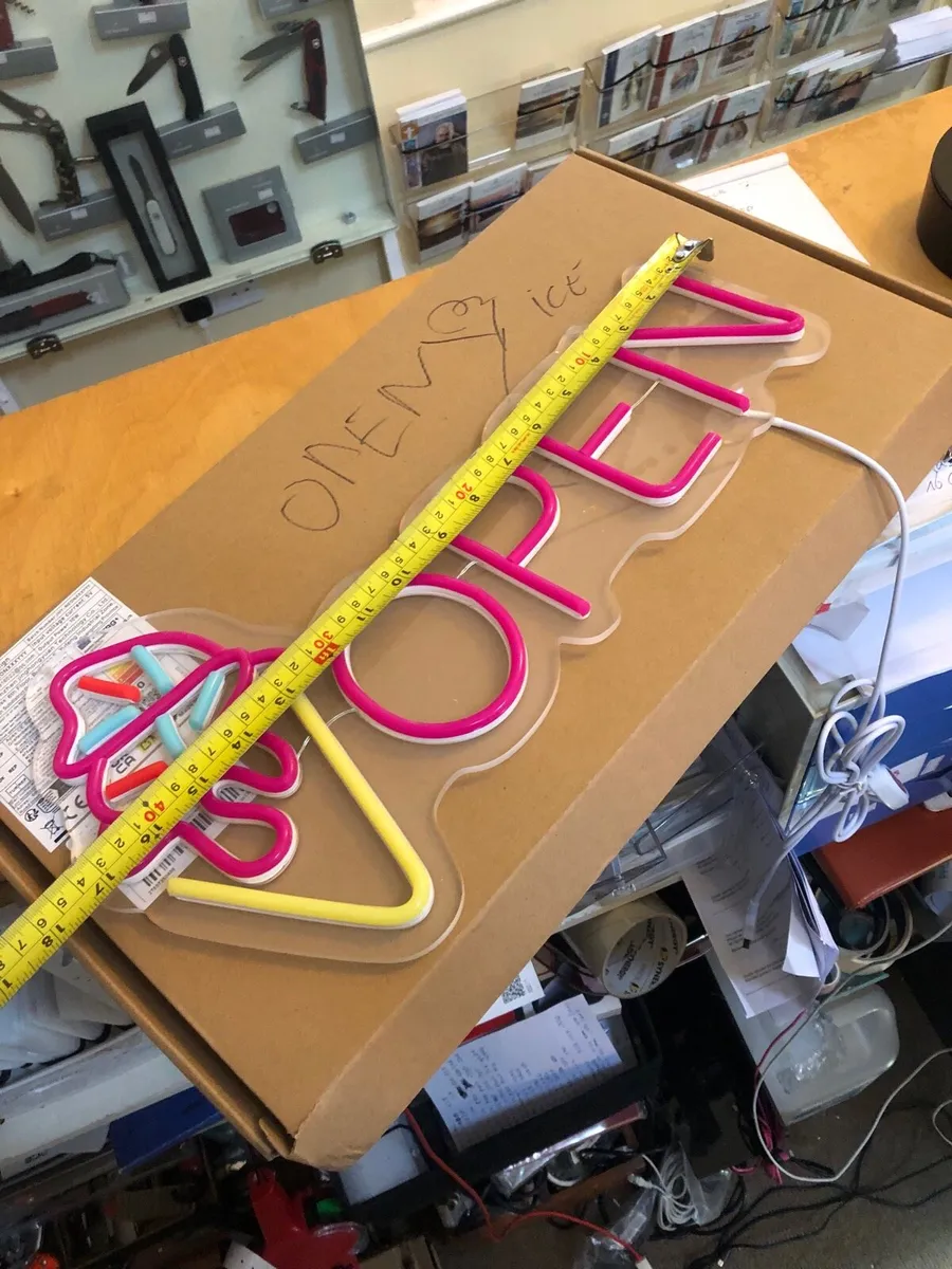 Ice Cream Gelato Neon OPEN Sign Take Away Shop Swe - Image 2