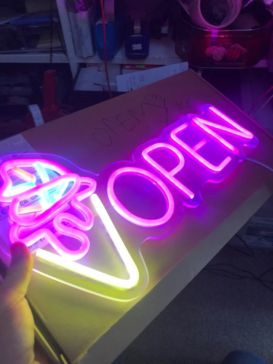 Ice Cream Gelato Neon OPEN Sign Take Away Shop Swe - Image 3