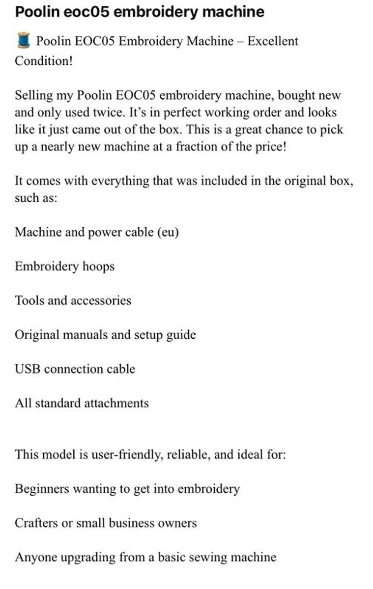 Poolin Eco/05 Embroidery Machine - Image 3