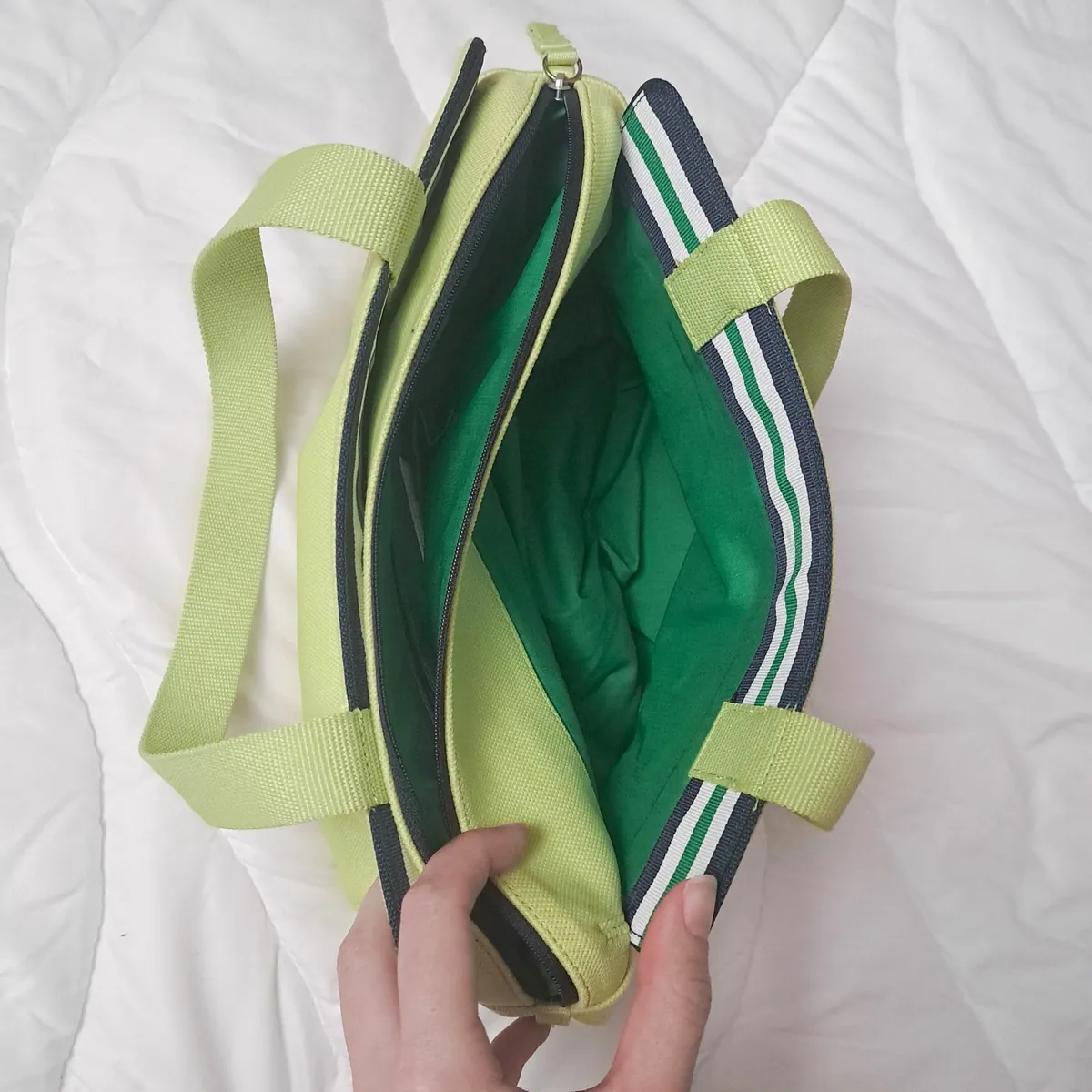 Lacoste Authentic Green Zip Mini Fabric Handbag - Image 3