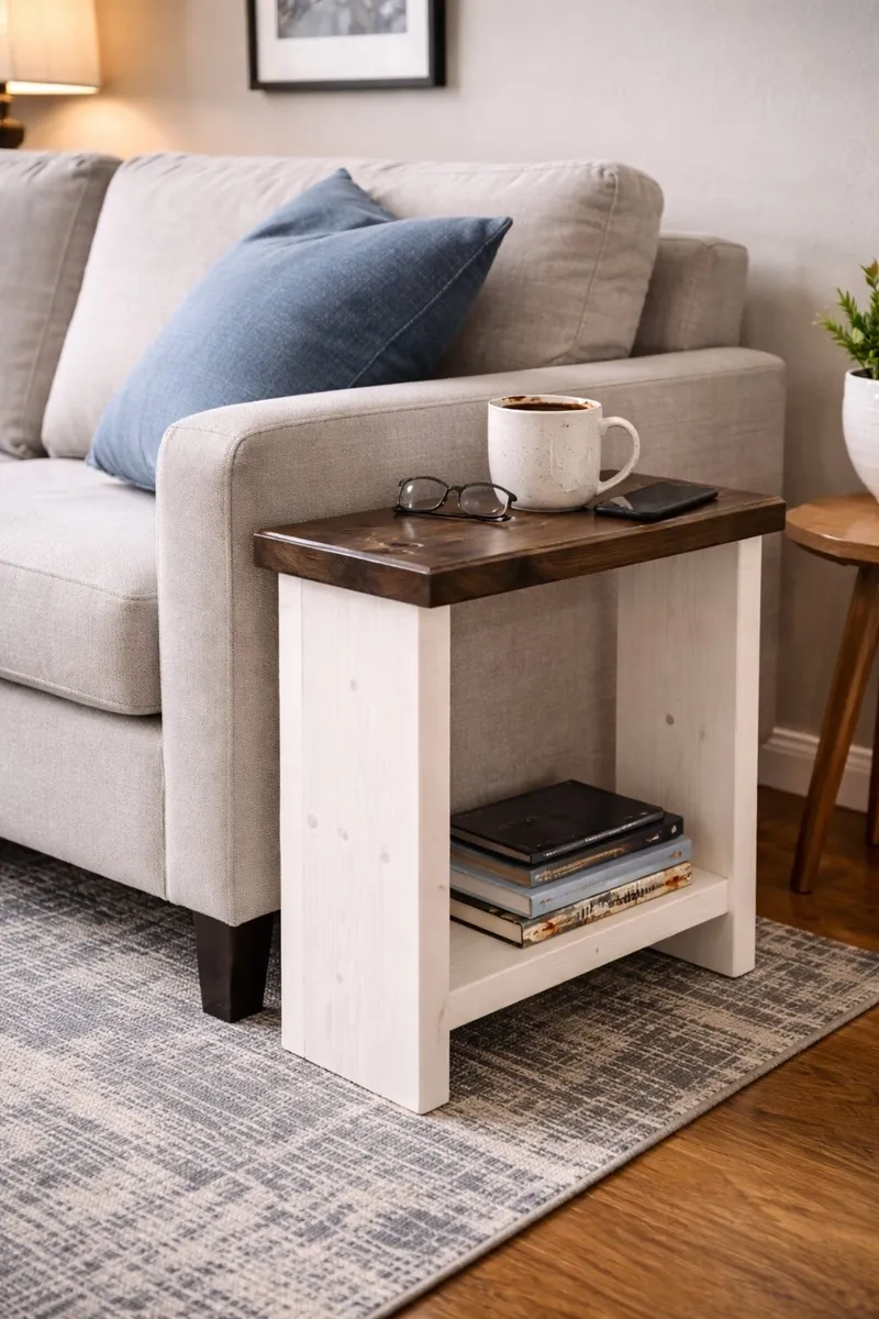 New Handmade Solid Wood Sofa Side Table - Image 1