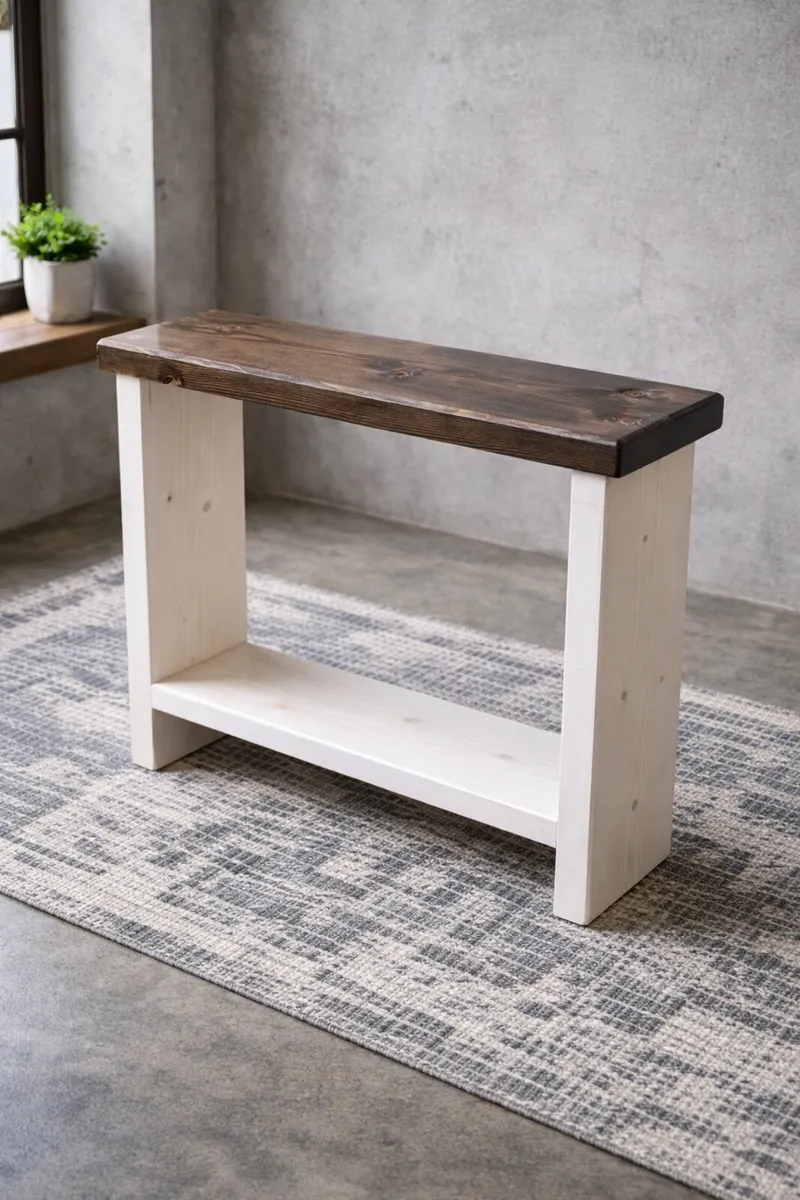 New Handmade Solid Wood Sofa Side Table - Image 2