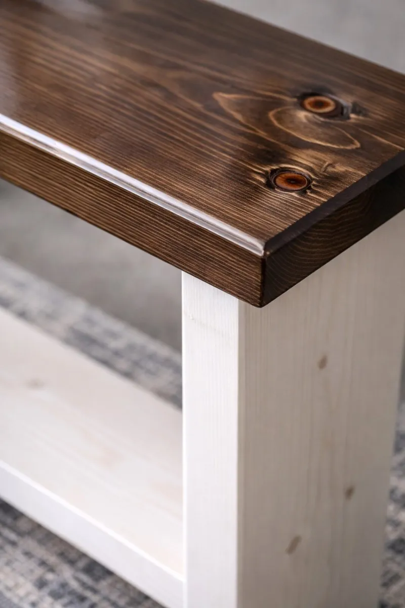New Handmade Solid Wood Sofa Side Table - Image 4
