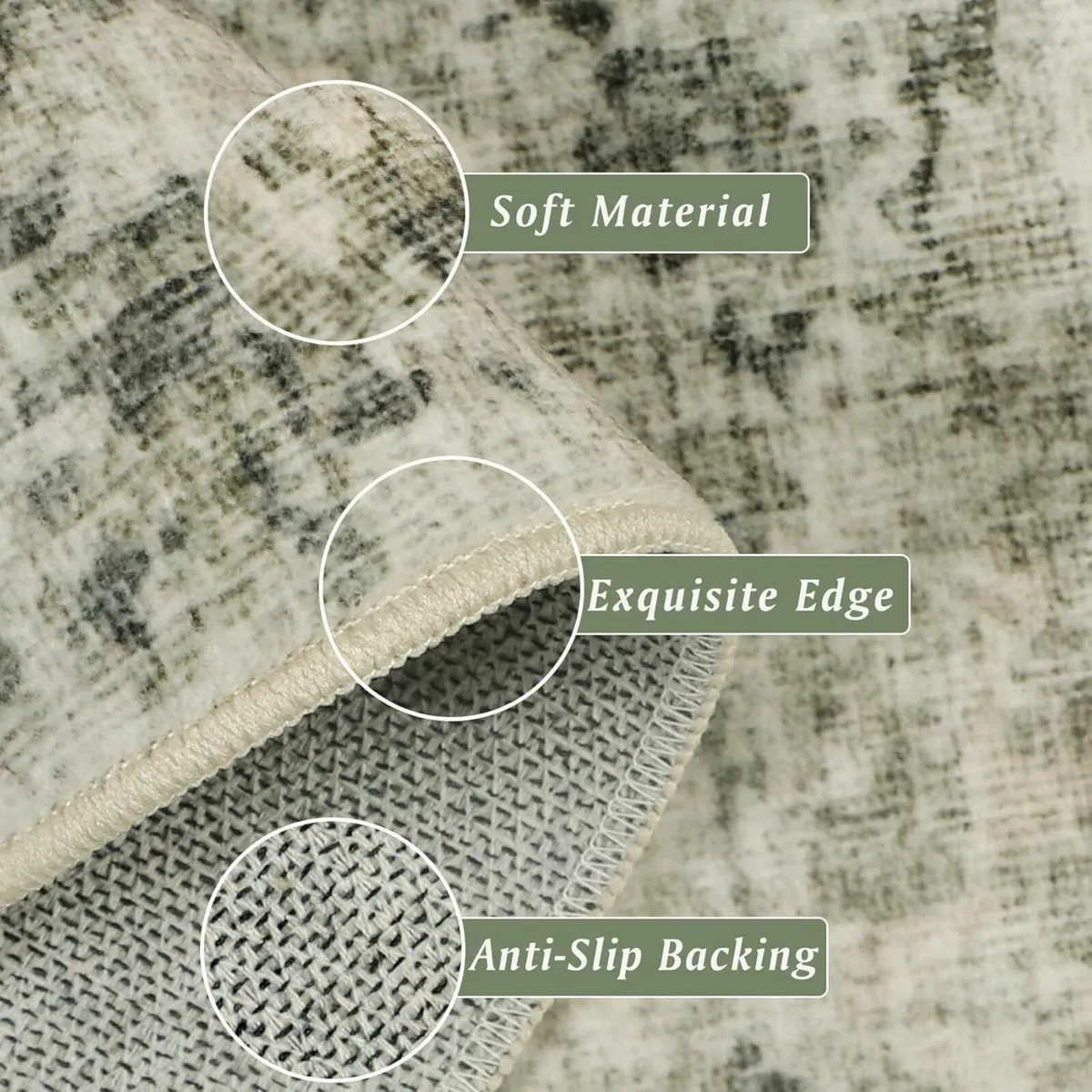 Living Room Rugs Large Green 160x230cm Ultra Thin - Image 3