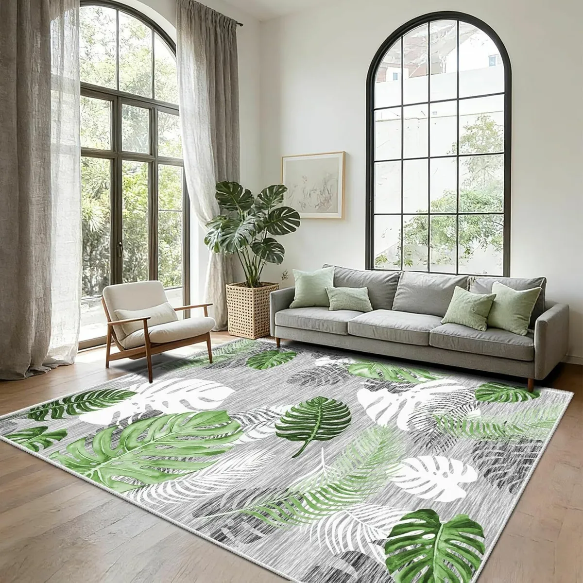 Grey Green Rug Living Room Large 160x230cm - Image 1