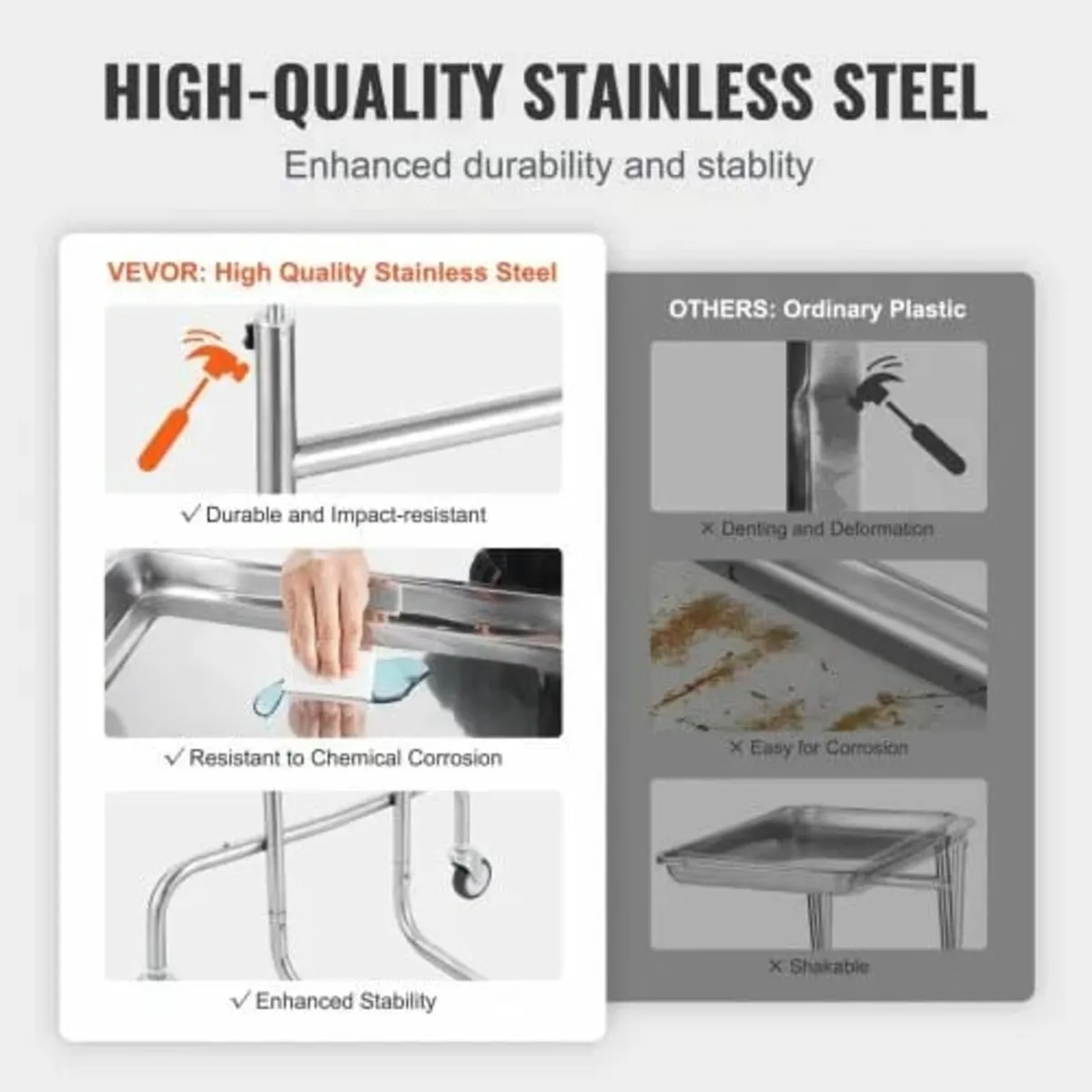 Stainless Steel Lab Carts, Lab Utility Cart with S - Image 3