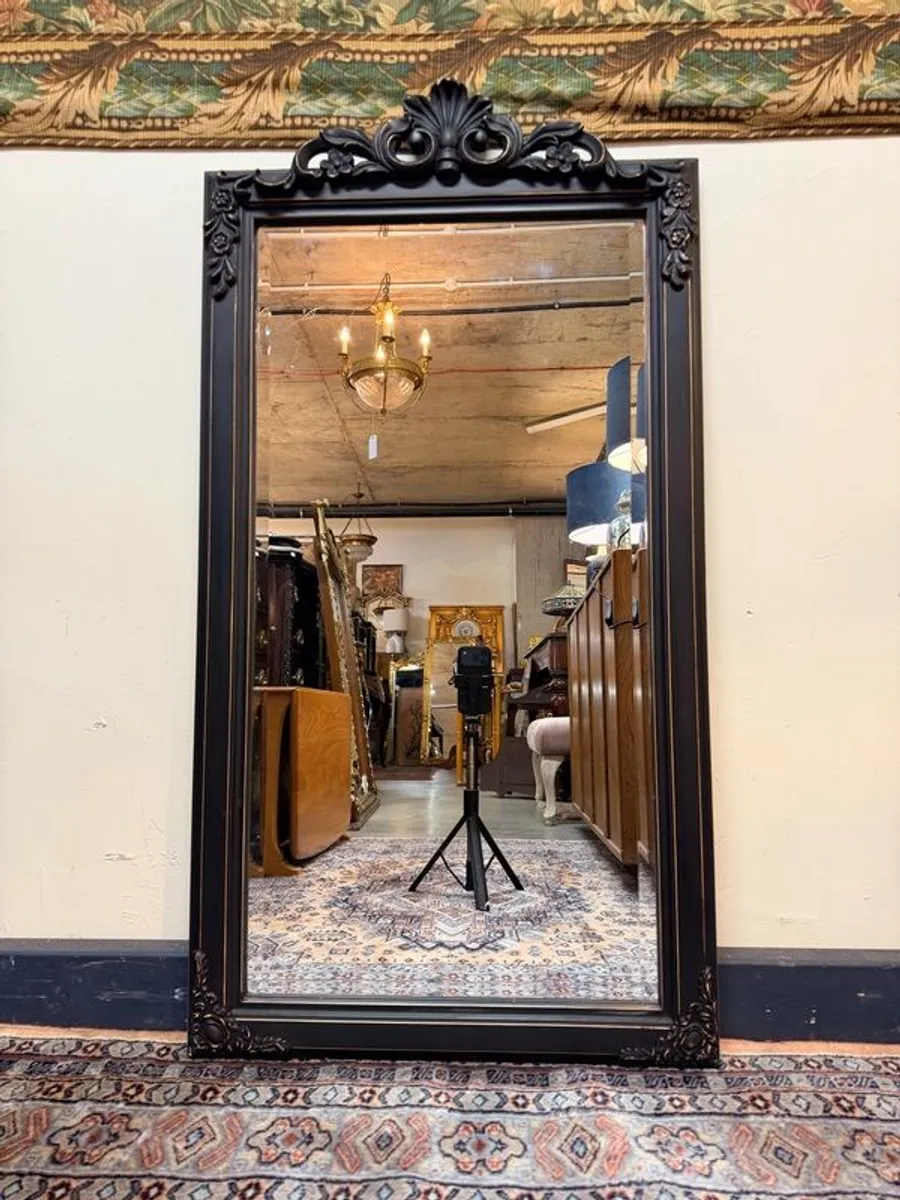 Black Decorative Panel Beveled Mirror. - Image 1