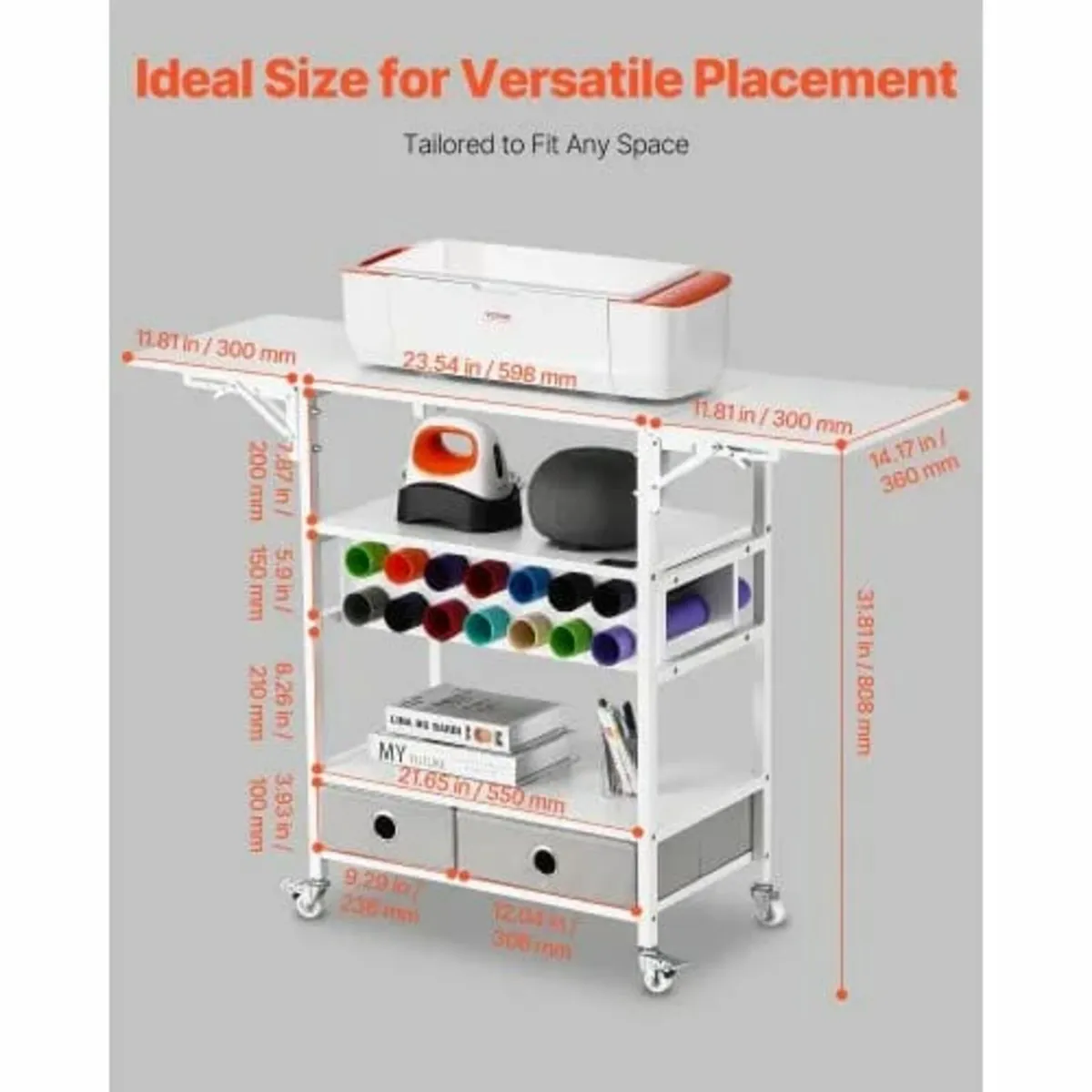 Rolling Craft Cart and Storage Table, Compatible w - Image 2