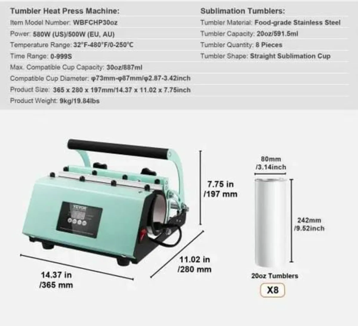 Tumbler Heat Press Machine and Sublimation Tumbler - Image 2
