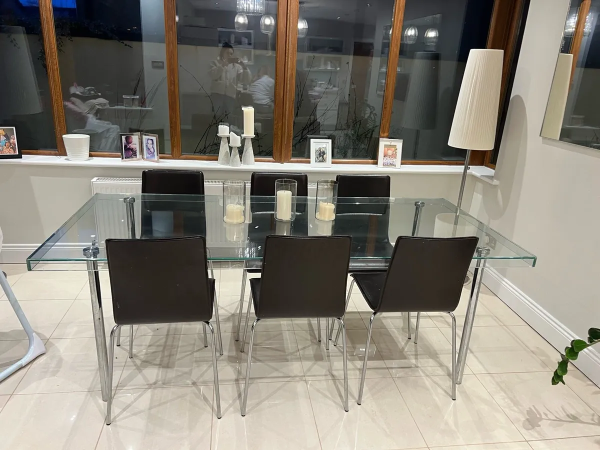 Glass dining table and chairs - Image 2