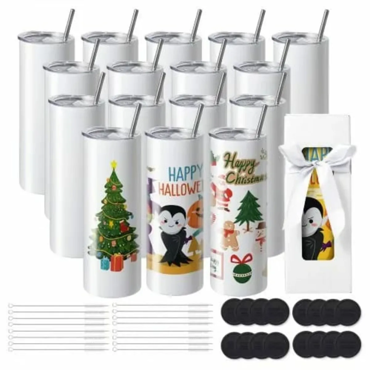 16 Pack Straight Sublimation Tumblers, 20 oz/567 g - Image 1