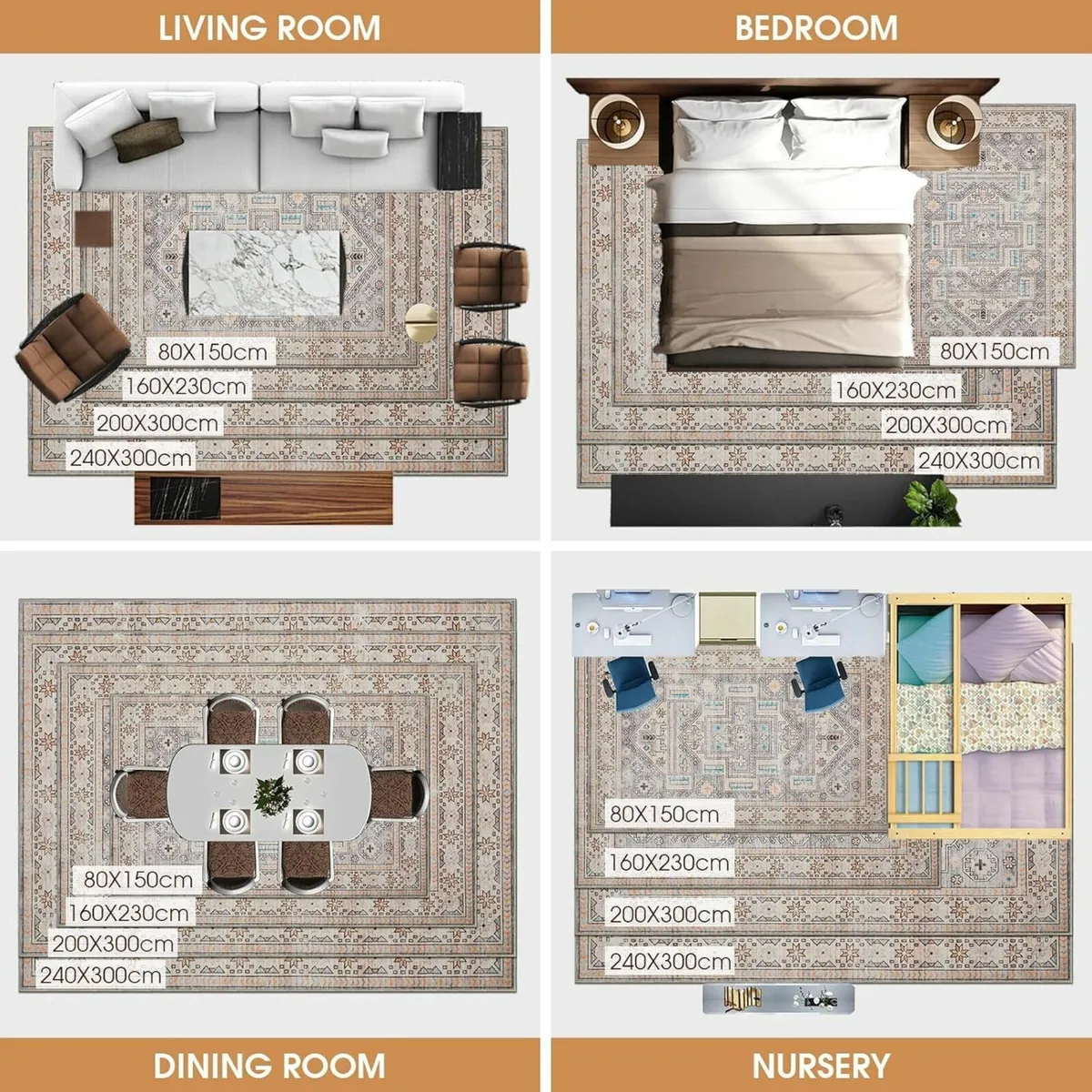 Rugs Living Room Short Pile Soft Area Bedroom - Image 3