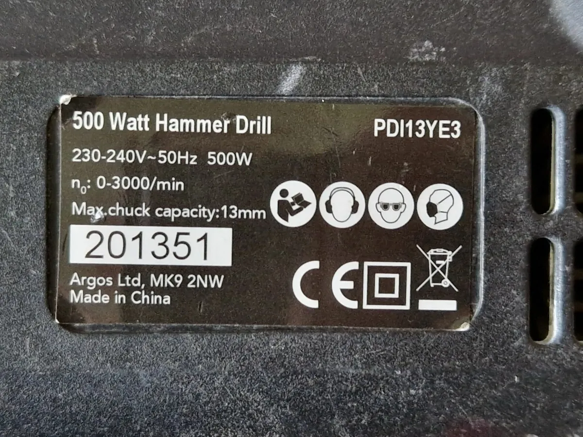 500 Watt Hammer Drill,Model PDI13YE3 Excellent Con - Image 4