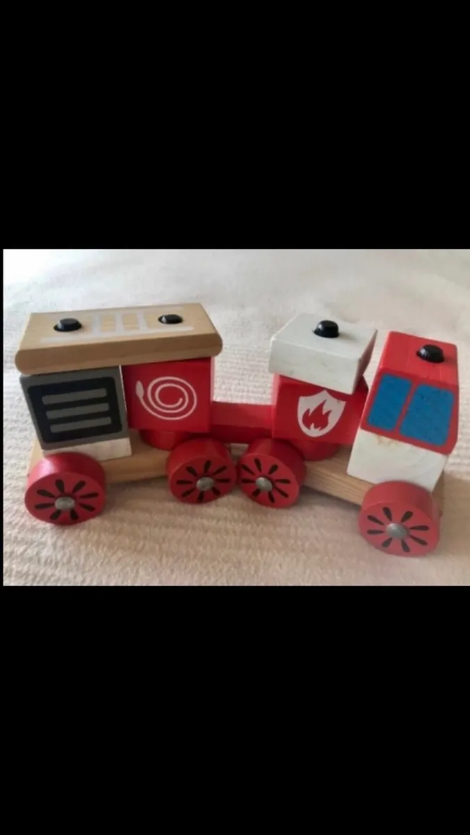 Wooden train / fire truck - Image 3